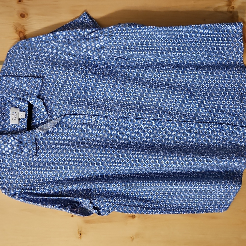 Croft & Barrow 2X Blue Patterned Button-Down Shirt EUC